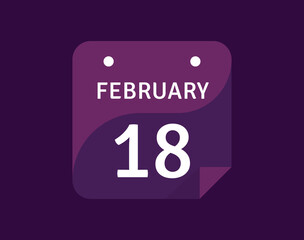 18 February, February 18 icon Single Day Calendar Vector illustration