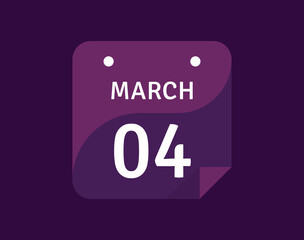 4 March, March 4 icon Single Day Calendar Vector illustration