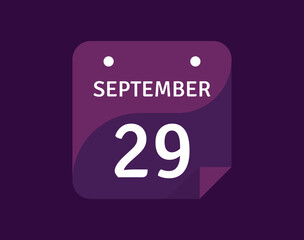 Obraz premium 29 September, September 29 icon Single Day Calendar Vector illustration