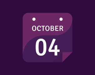 4 October, October 4 icon Single Day Calendar Vector illustration