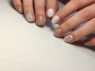 beautiful manicure of nails on the background of a fashionable