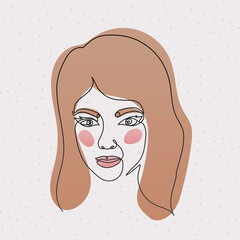 line woman face with a pink background