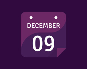 9 December, December 9 icon Single Day Calendar Vector illustration