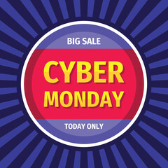 Fototapeta na wymiar Cyber monday concept promotion banner design. Advertising promotion marketing layout. Big sale today only. Vector illustration. 