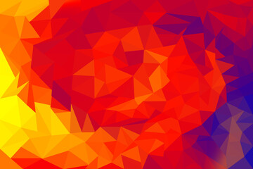 Red, yellow, orange, blue, polygonal mosaic background