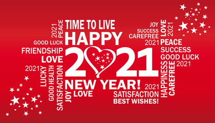 happy new year 2021 mit herz und sternen
