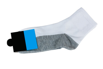 men's socks with label isolated on a white background