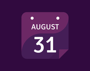 31 August, August 31 icon Single Day Calendar Vector illustration