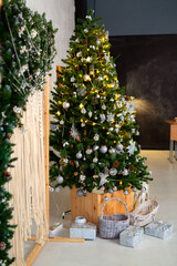 beautiful decorations on the christmas tree