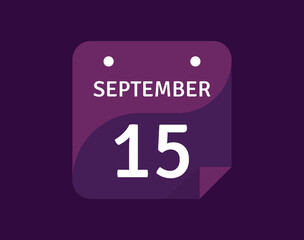 15 September, September 15 icon Single Day Calendar Vector illustration 