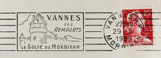 post letter mail brief stempel cancel frankiert gestempelt vintage retro alt old frankreich france...