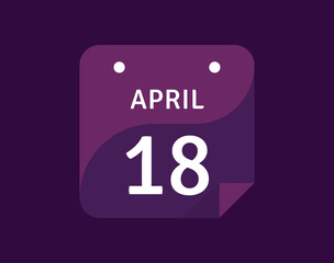 18 April, April 18 icon Single Day Calendar Vector illustration