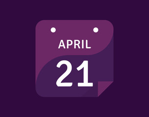 21 April, April 21 icon Single Day Calendar Vector illustration