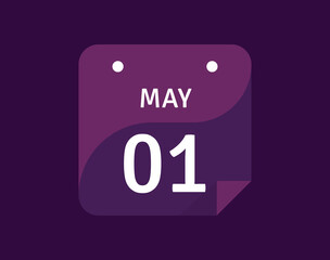 1 May, May 1 icon Single Day Calendar Vector illustration