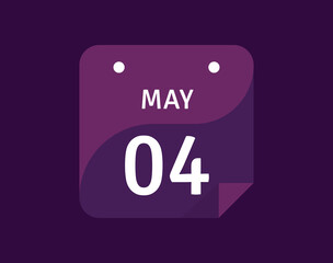 4 May, May 4 icon Single Day Calendar Vector illustration