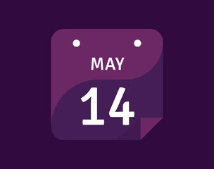14 May, May 14 icon Single Day Calendar Vector illustration