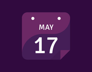 17 May, May 17 icon Single Day Calendar Vector illustration