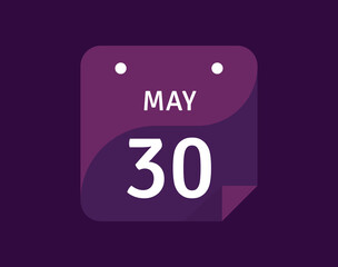 30 May, May 30 icon Single Day Calendar Vector illustration