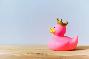 Pink duck rubber toy for kids for bathing © tartalja