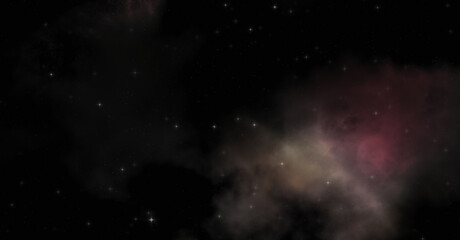 Star field in galaxy space with colorful nebula. Sci fi background of deep space. Ethereal wallpaper.