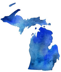 Michigan Watercolor - obrazy, fototapety, plakaty