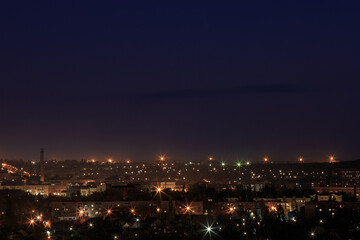 Fototapeta na wymiar The landscape of a night city in Eastern Europe
