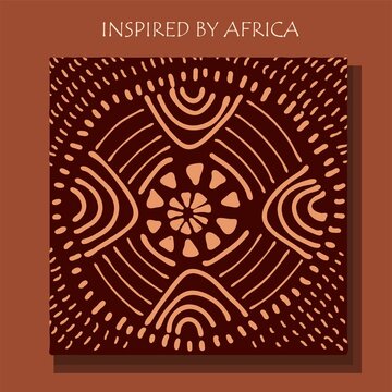 ican background, flyer with grunge tribal traditional pattern. Conceptual design, Ethnic ornament. Warm browns. Trend illustration