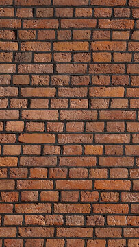Full frame image of the old red brick wall. High resolution vertical texture (16:9 format) for wallpaper, background, poster or collage. Empty brickwork template for design, copy space