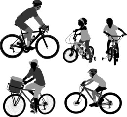Collection of cyclist vector illustrations