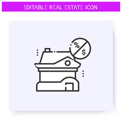Home loan line icon. Deposit fees. Mortgage. Real estate agency, housing business concept. Lease home and housing amenities. Isolated vector illustration. Editable stroke 