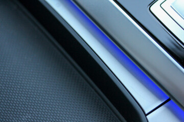 Close up of mood lighting in a new car