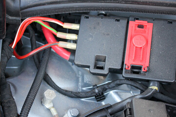 Battery terminals in a new vehicle