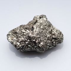 Natural mineral pyrite on white background