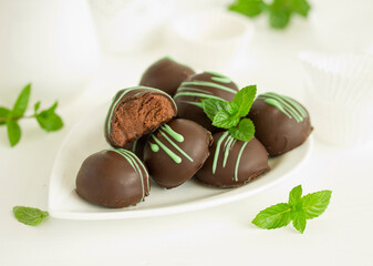 Mint-flavored truffle chocolates