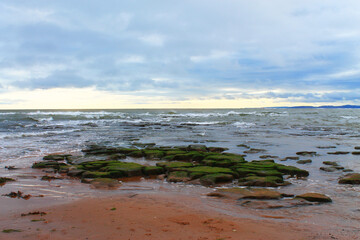 English coastline with rocks