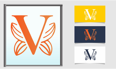 Initial Letter V with flower for art and design template, logo template vector icon illustration design