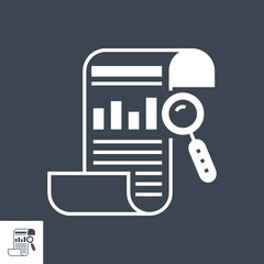 SEO Report Related Vector Glyph Icon. Isolated on Black Background. Vector Illustration.