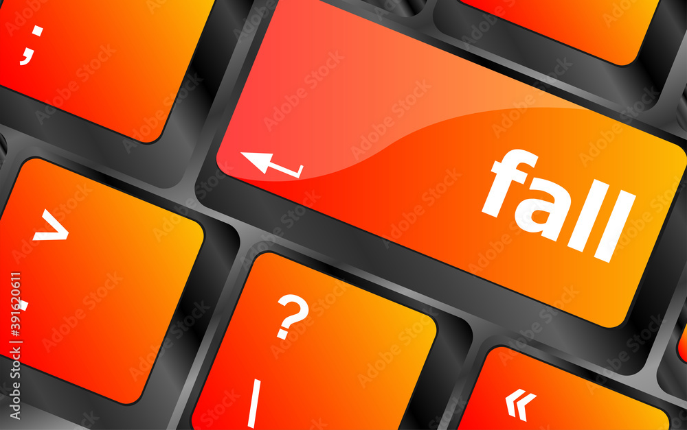 Poster fall button on computer pc keyboard key