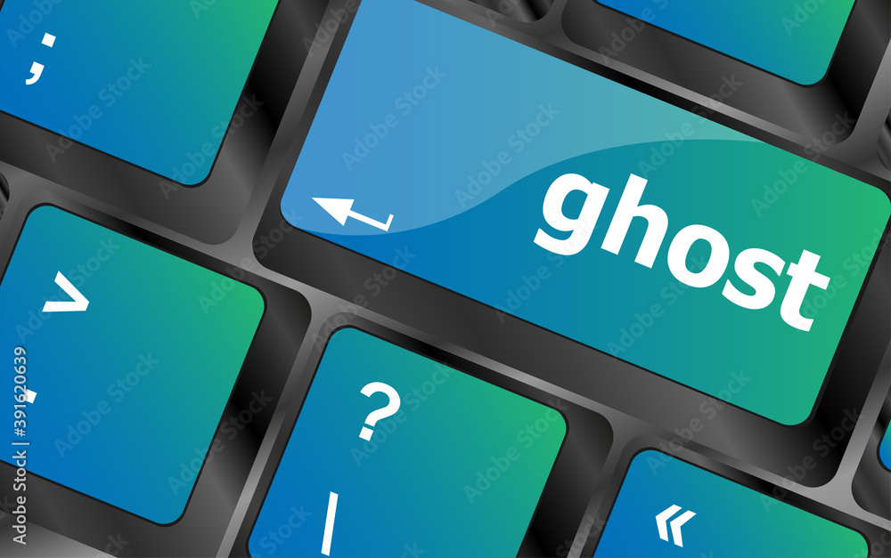 Poster ghost button on computer pc keyboard key