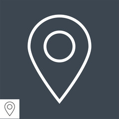 Map Pin Thin Line Vector Icon Isolated on the Black Background.