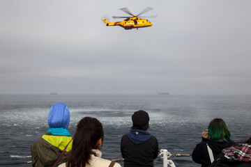 While onboard a Warship from the Canadian Forces Base in Esquimalt, British Columbia, a group of...