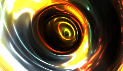 Cool background of moving glowing lights. Vibrant colorful portal template for your design. Light rays and glow particles in motion forming a wormhole shape.