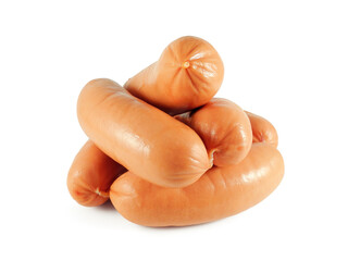 Thick sausages isolated on white background   