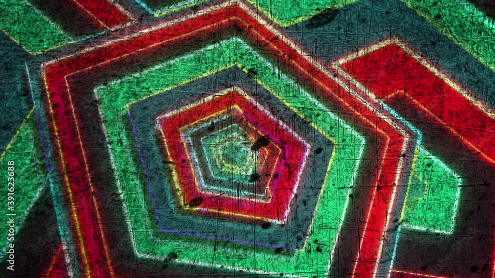 Poster computer generated grunge pentagonal shapes. 3d rendering abstract geometric striped backdrop