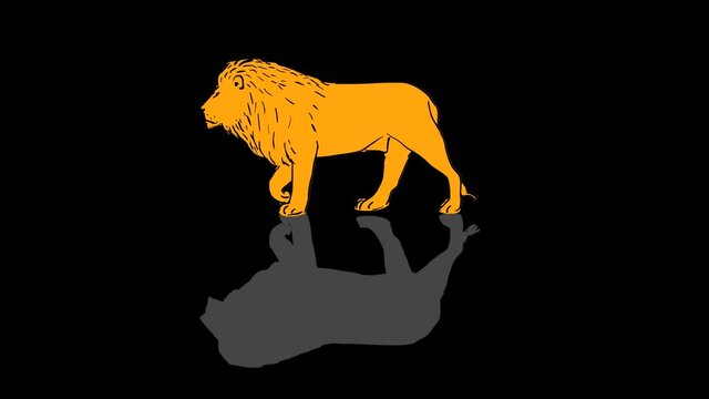 African lion silhouette (seamless loop animation