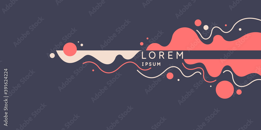 Poster trendy abstract background. composition of amorphous forms and lines.