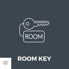 Key Thin Line Vector Icon. Flat icon isolated on the black background. Editable EPS file. Vector illustration.