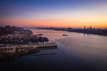 Aerial Sunrise in Edgewater New Jersey 