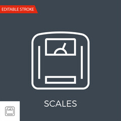 Scales Thin Line Vector Icon. Flat Icon Isolated on the Black Background. Editable Stroke EPS file. Vector illustration.