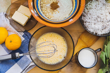 Photo recipe for delicious homemade oatmeal cookies with coconut in the oven